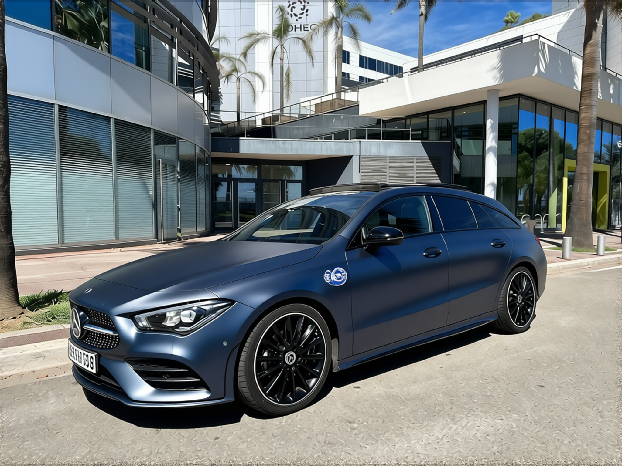 Your car rendered in Frozen Satin Metallic Charcoal Blue gloss wrap
