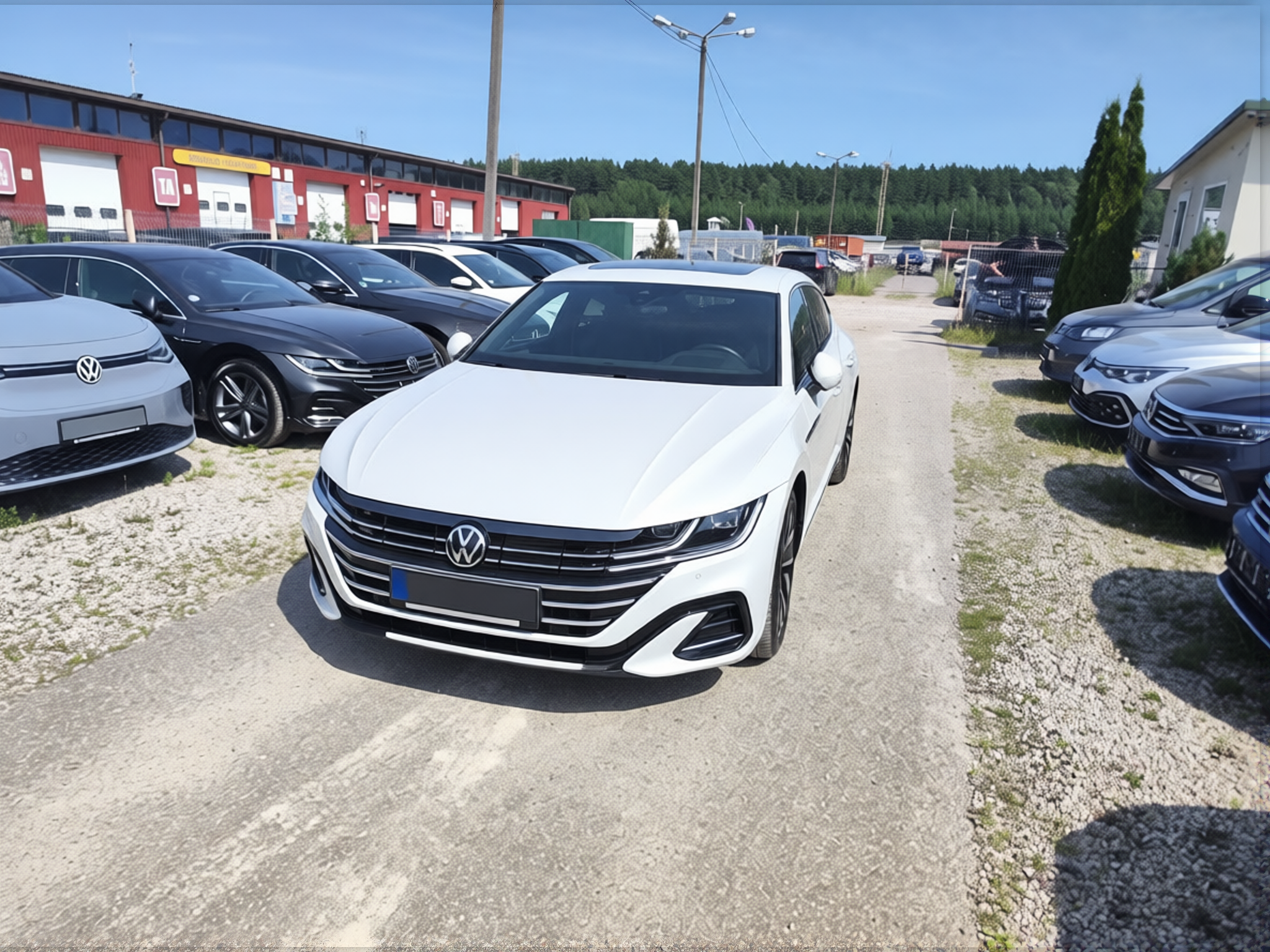 Volkswagen Arteon rendered in Pearl White gloss paint