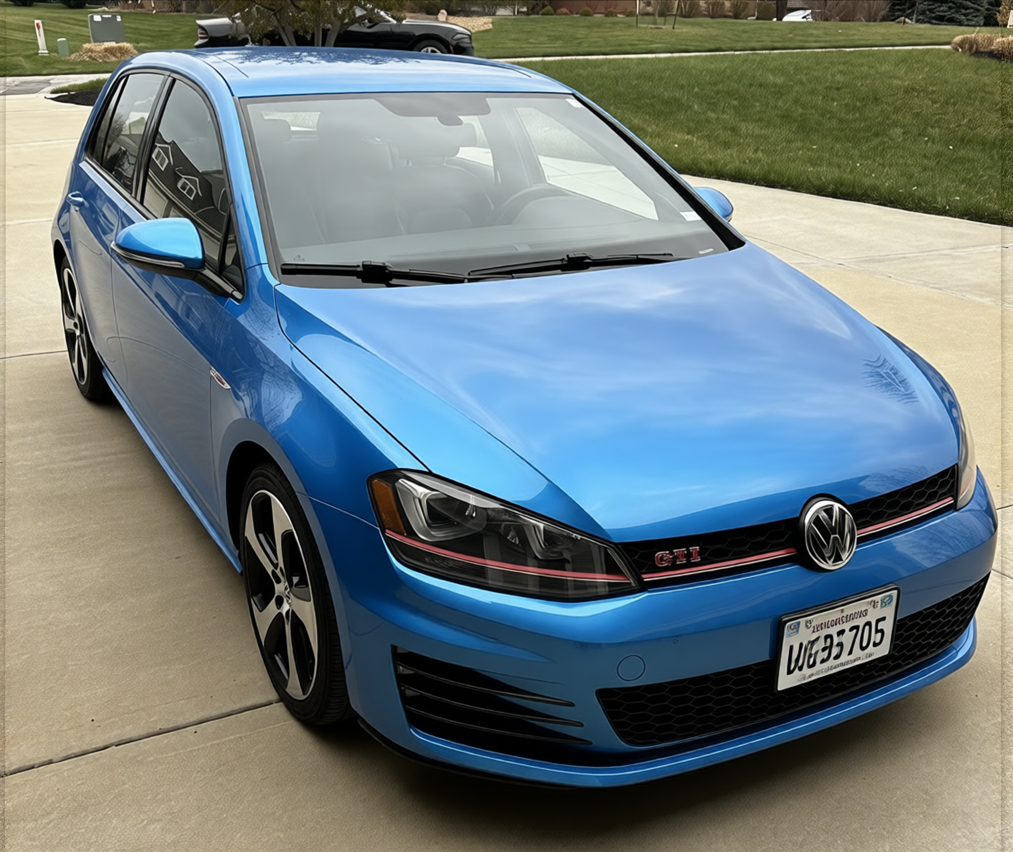 Volkswagen Golf GTI rendered in Gulf Blue gloss paint