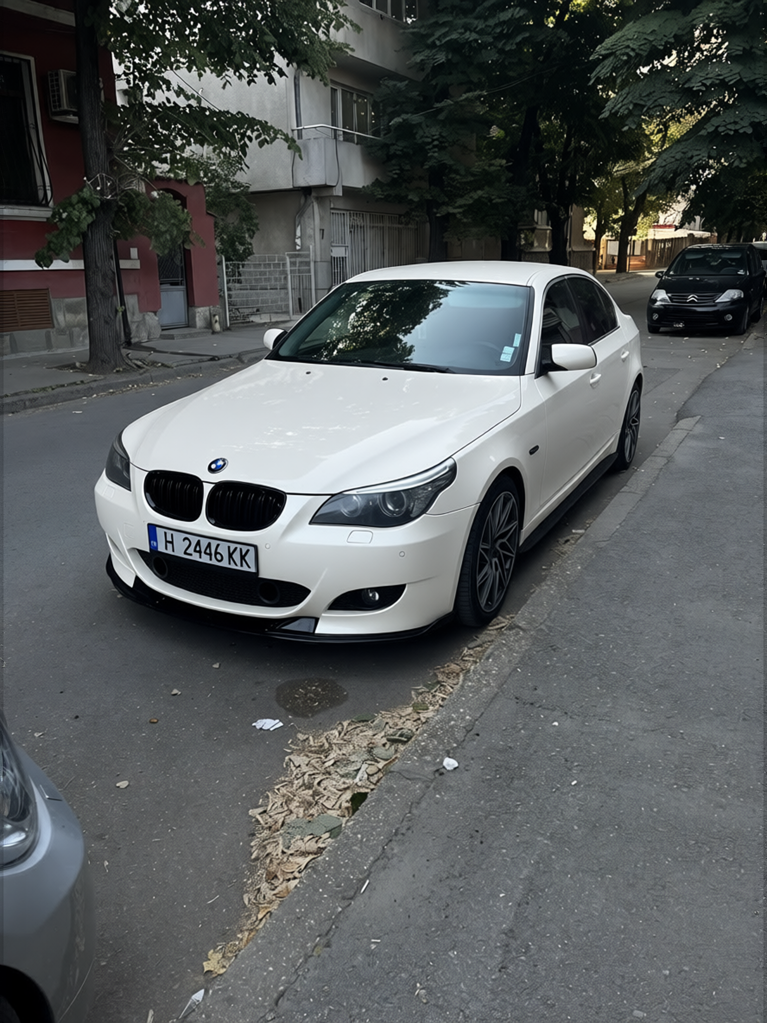 BMW 5 Series rendered in Pearl White gloss paint