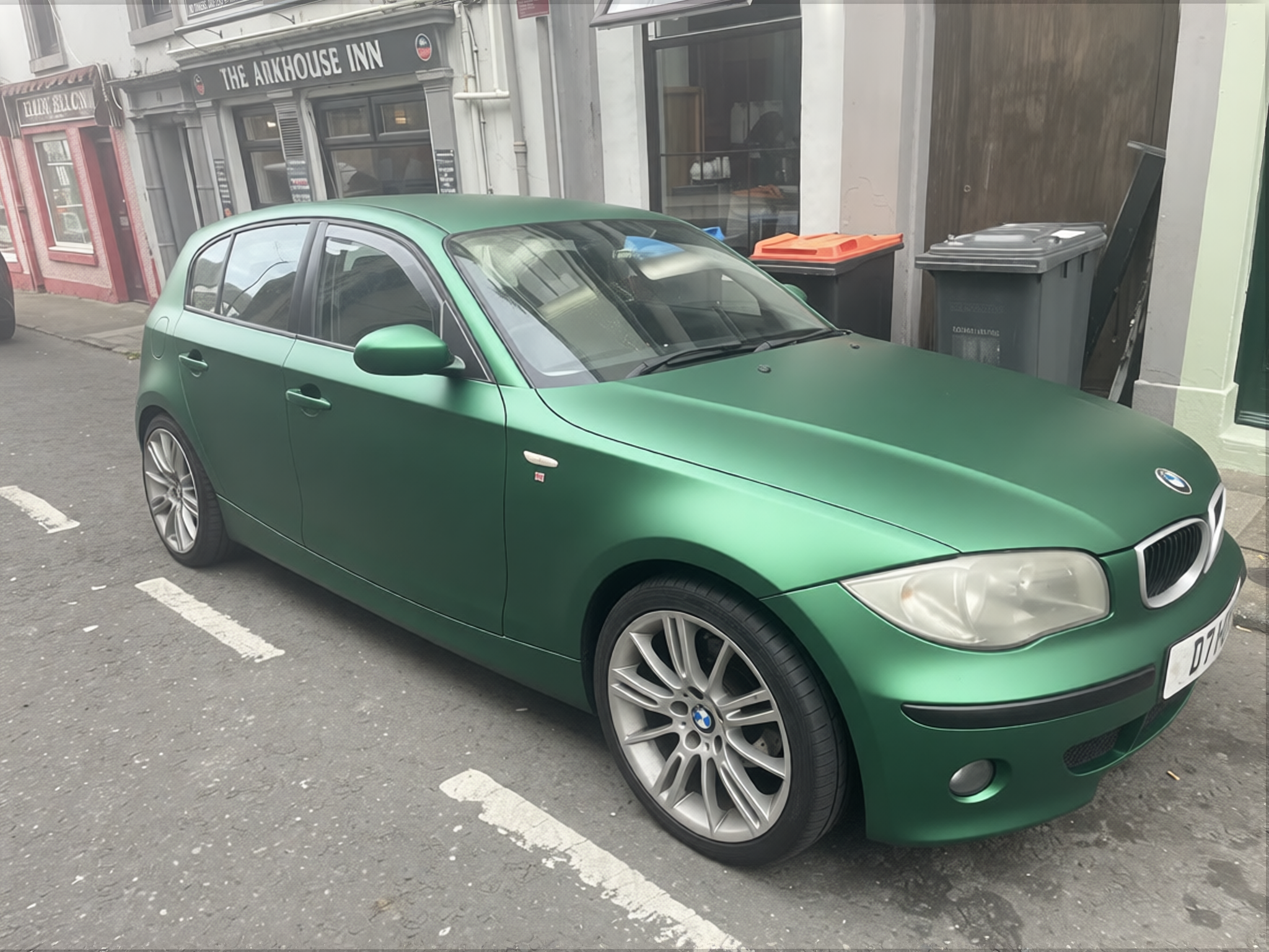 BMW 1 Series rendered in Racing Green matte paint