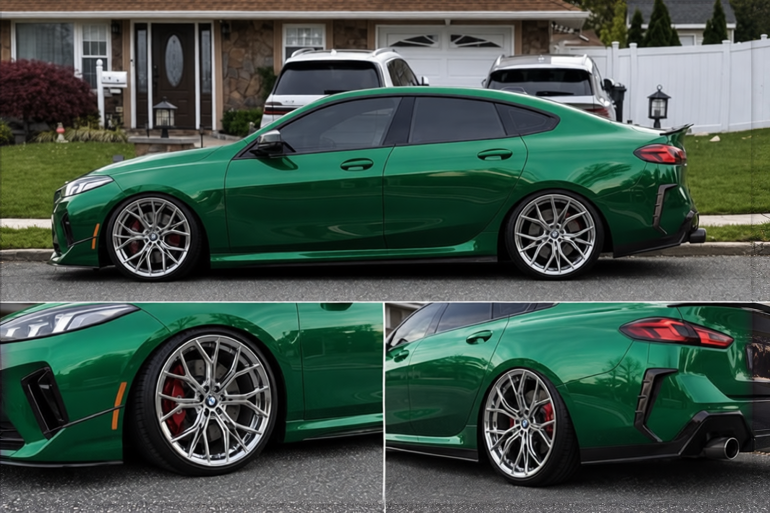 BMW 2 Series rendered in Racing Green gloss paint