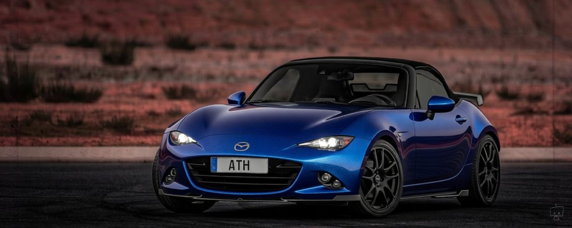 Mazda MX5 rendered in Gloss Blue Metallic gloss wrap