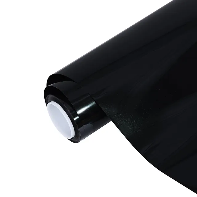 Ravoony Glossy Metallic Santorini Black vinyl wrap film texture · Specced