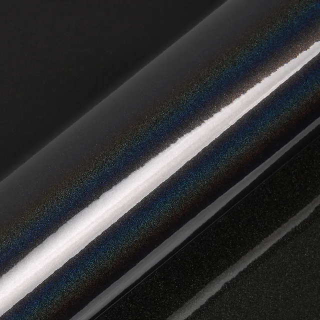 HEXIS Gloss Coal Black Rainbow vinyl wrap film texture · Specced